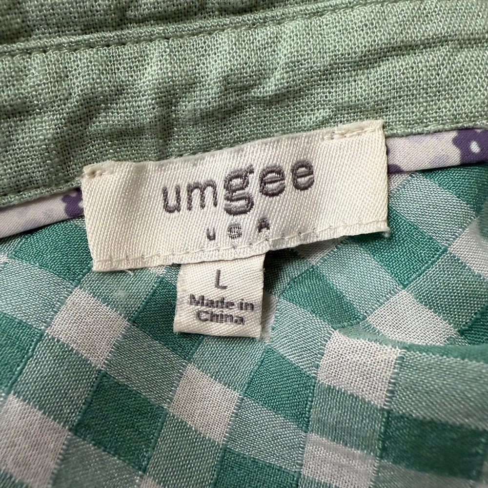 Umgee Oversized Green Gingham Patchwork Button Do… - image 7